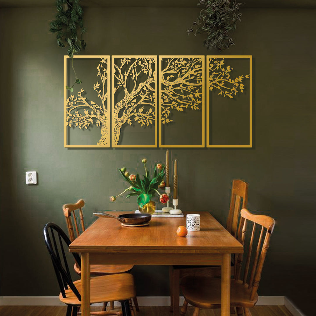 Autumn Vibes 4'lü Set Dekoratif Duvar Tablo Modelleri