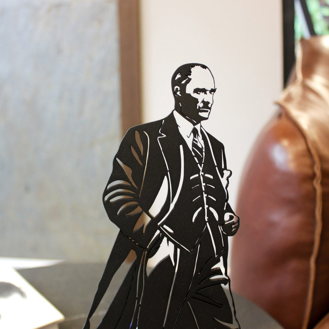 Kişiye Özel Metal Masaüstü Atatürk ve İmzası - APH253