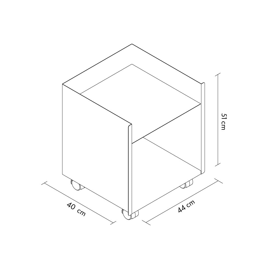 Cube Tekerlekli Metal Komodin / Yan Sehpa - APM008