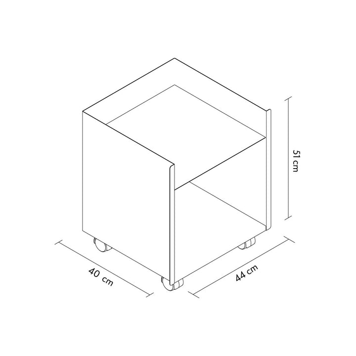 Cube Tekerlekli Metal Komodin / Yan Sehpa - APM008