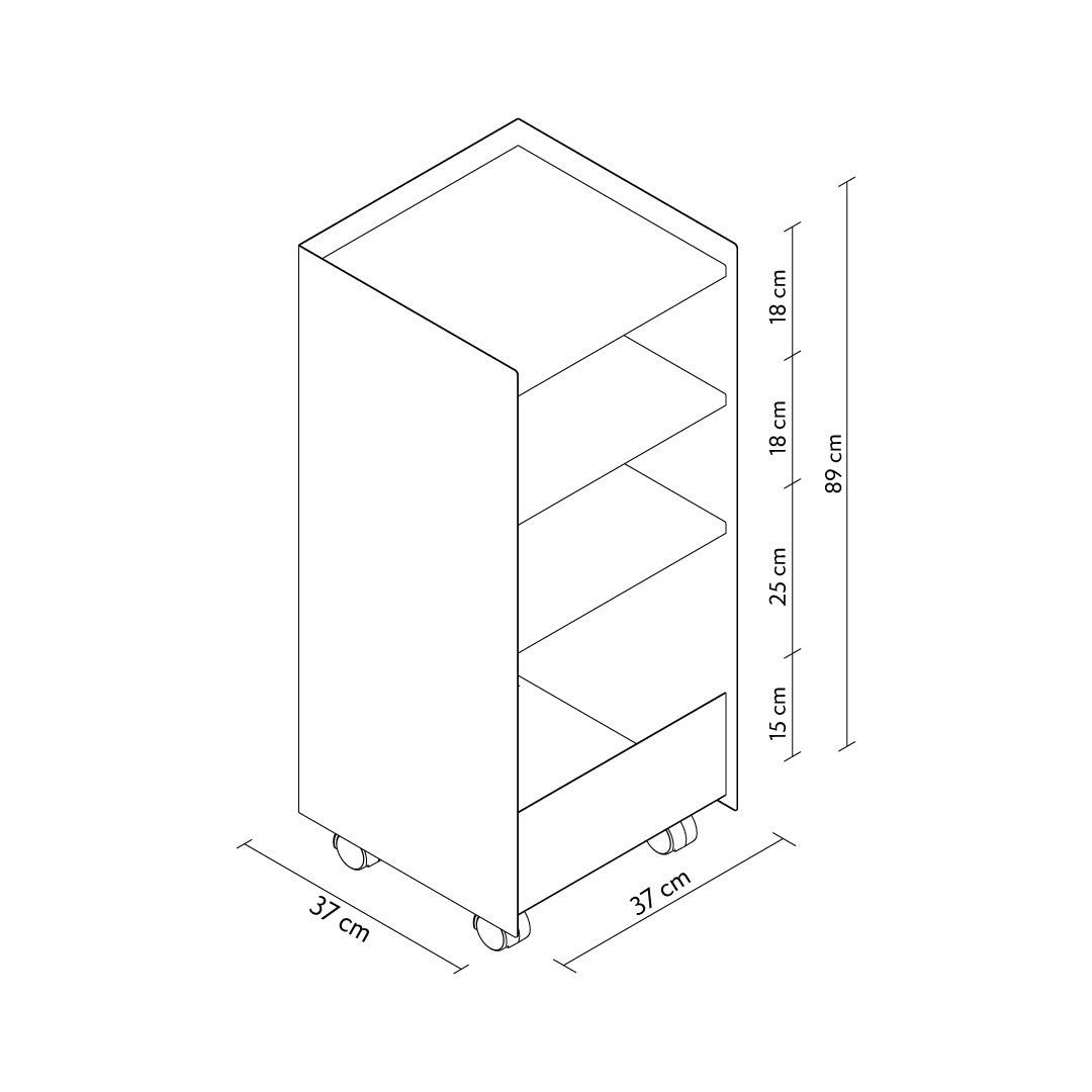 Cube Tekerlekli Raflı Metal Ünite - APM035