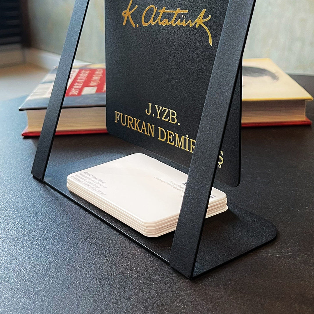 Kişiye Özel Masaüstü Metal Atatürk İmzası ve Saat - APS176