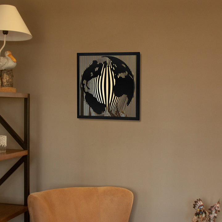 Globes - Aynalı Metal Duvar Tablosu - APT172 - FIRSAT