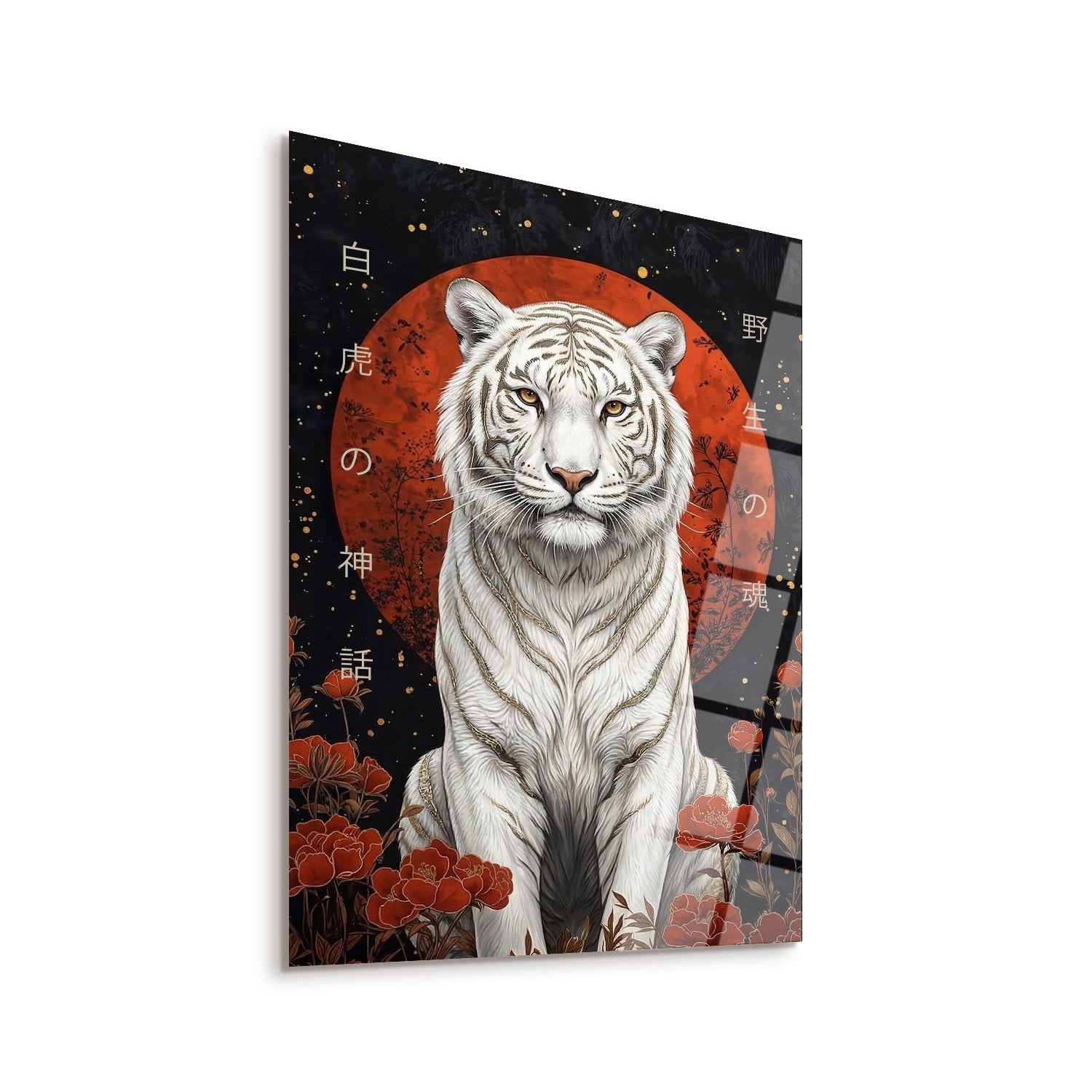 絵画 Tiger Legend of the White Tiger Temalı Cam Tablo – Artepera