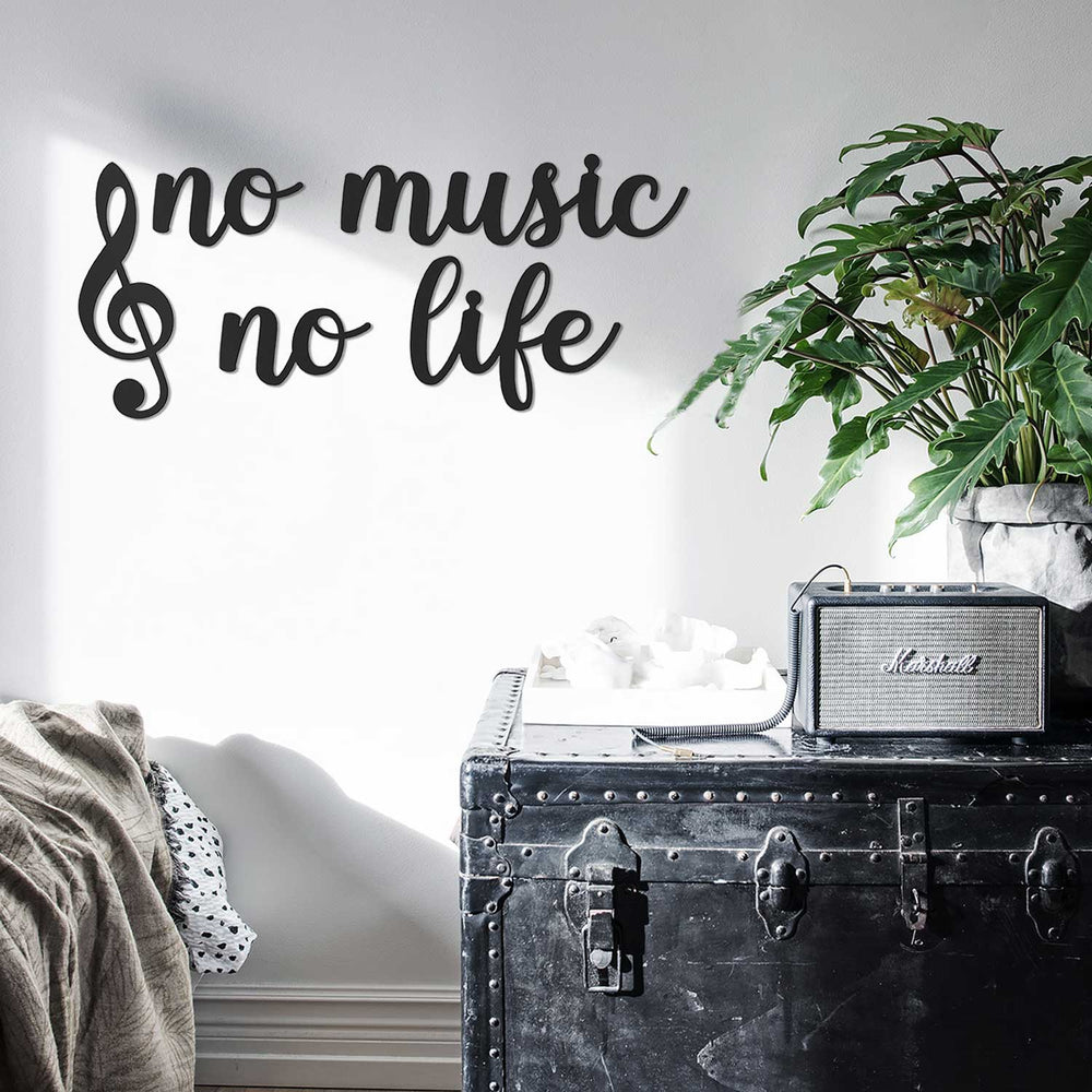 No Music No Life Dekoratif Duvar Yazısı Modelleri