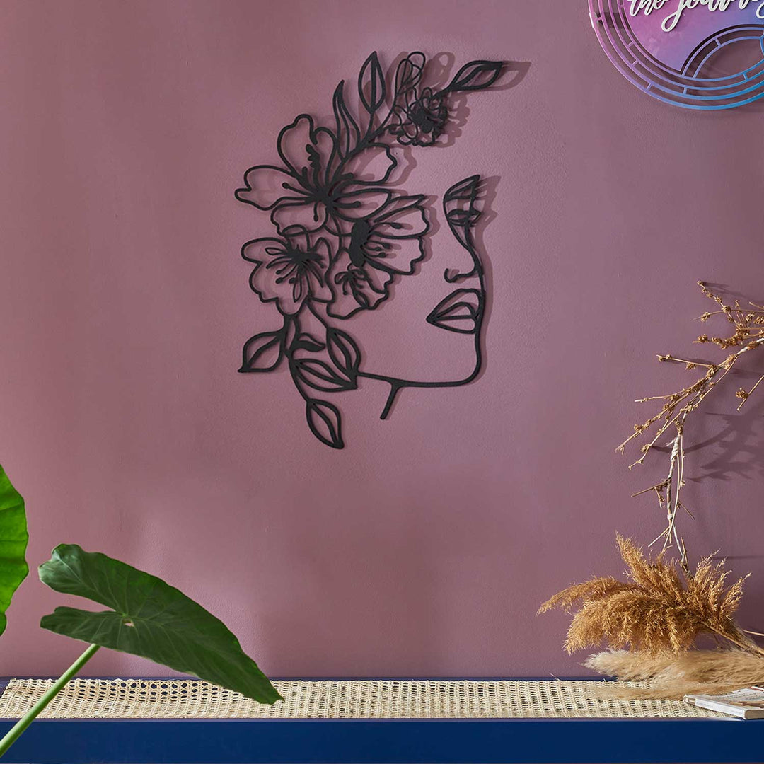 Floral Face Line Art Dekoratif Duvar Tablo Modelleri
