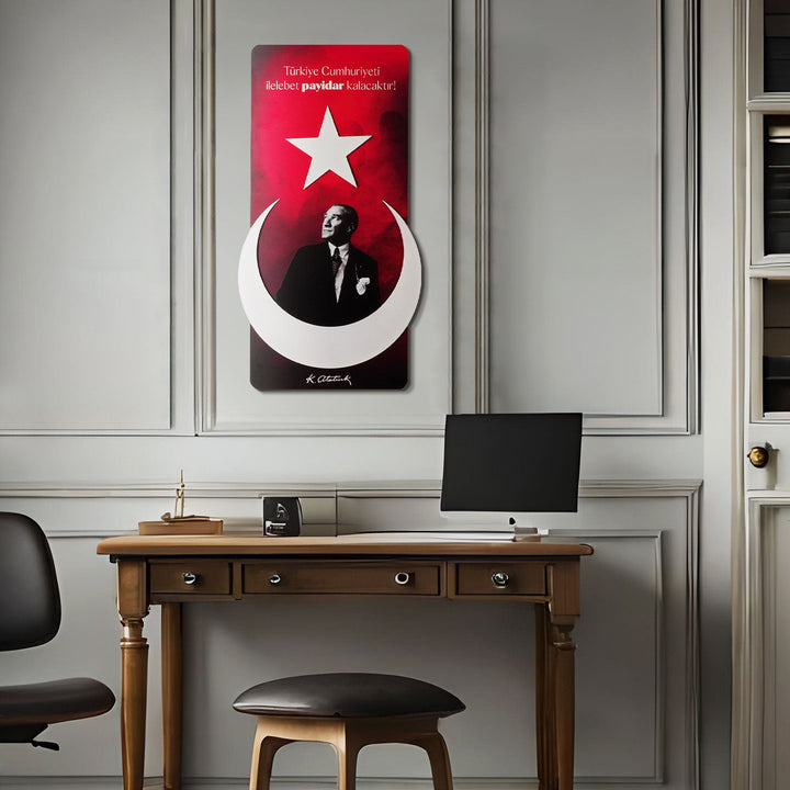 Atatürk İmzalı Ay-Yıldız Metal Tablo - APT804