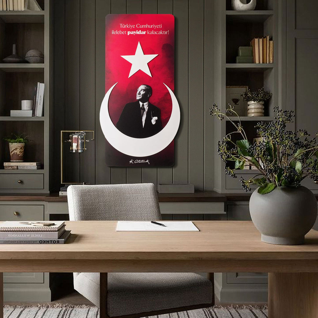 Atatürk İmzalı Ay-Yıldız Metal Tablo - APT804