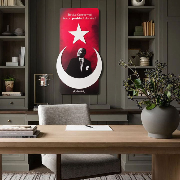 Atatürk İmzalı Ay-Yıldız Metal Tablo - APT804