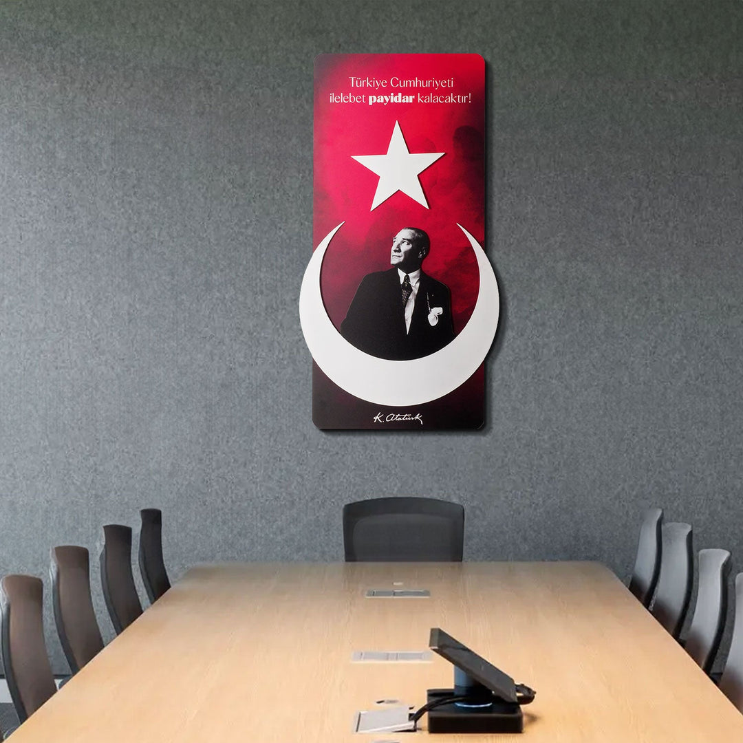 Atatürk İmzalı Ay-Yıldız Metal Tablo - APT804