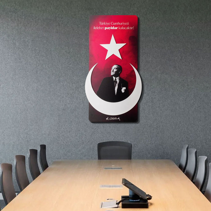 Atatürk İmzalı Ay-Yıldız Metal Tablo - APT804