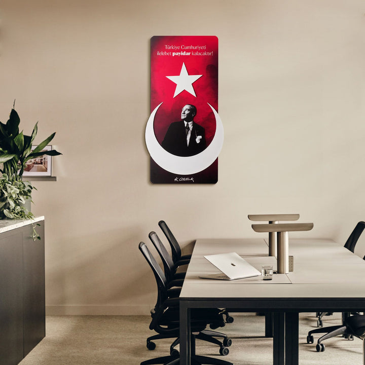 Atatürk İmzalı Ay-Yıldız Metal Tablo - APT804