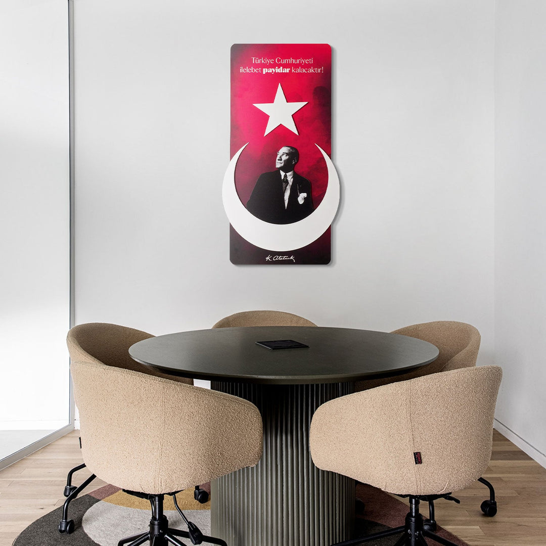 Atatürk İmzalı Ay-Yıldız Metal Tablo - APT804