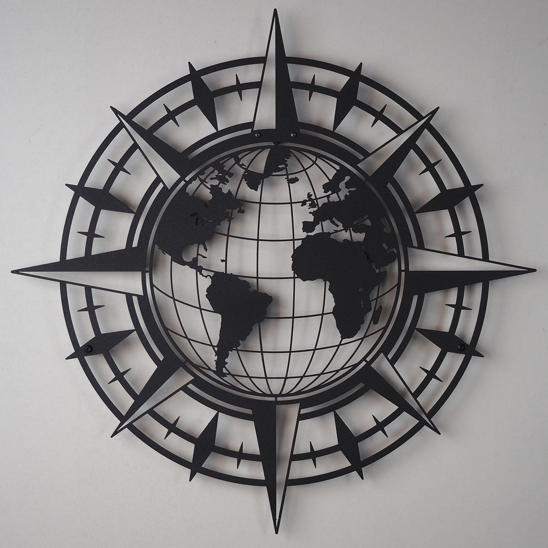 Pusula ve Dünya Haritası Dekoratif Duvar Tablo Modelleri