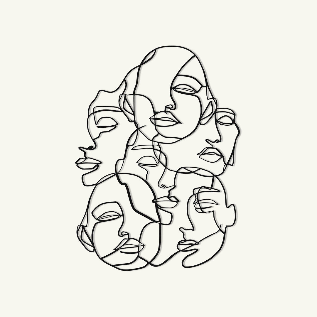 Faces Line Art Dekoratif Duvar Tablo Modelleri