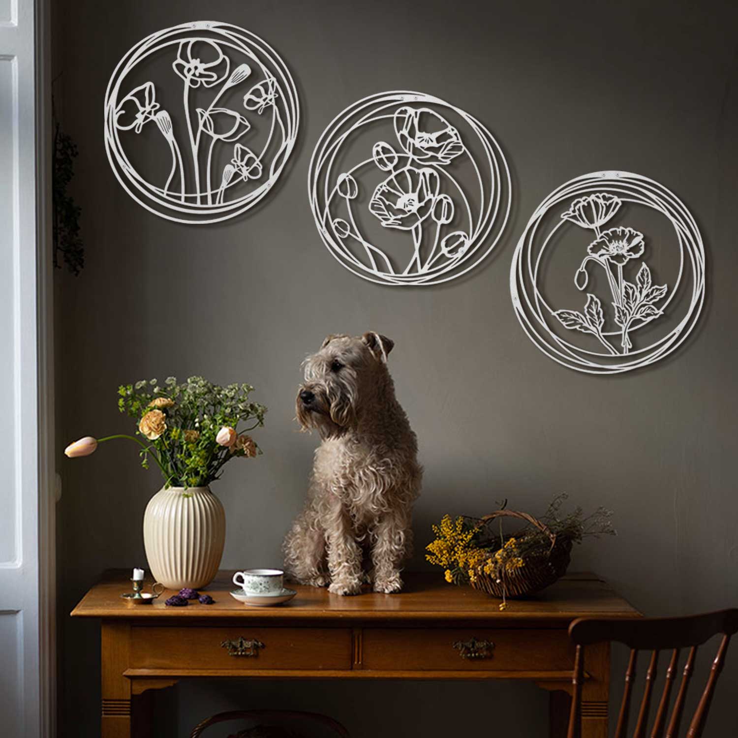 Poppy Flower 3 Set Metal Wall Art – Artepera | Bilder