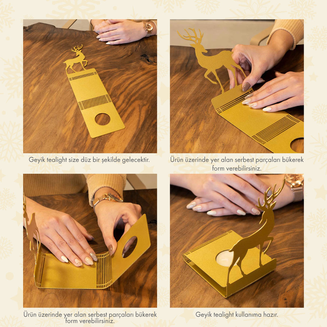 Geyik Masaüstü Tealight Yılbaşı Aksesuarları