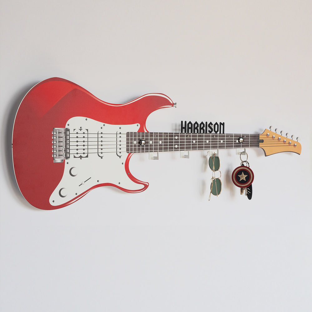 Kişiye Özel Elektro Gitar Duvar Askılığı Genç Odası Duvar Dekorasyonu ve Saatleri