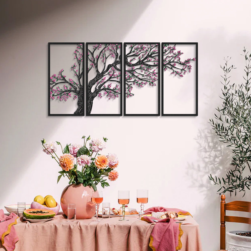 Spring Vibes 4'lü Set Dekoratif Duvar Tablo Modelleri