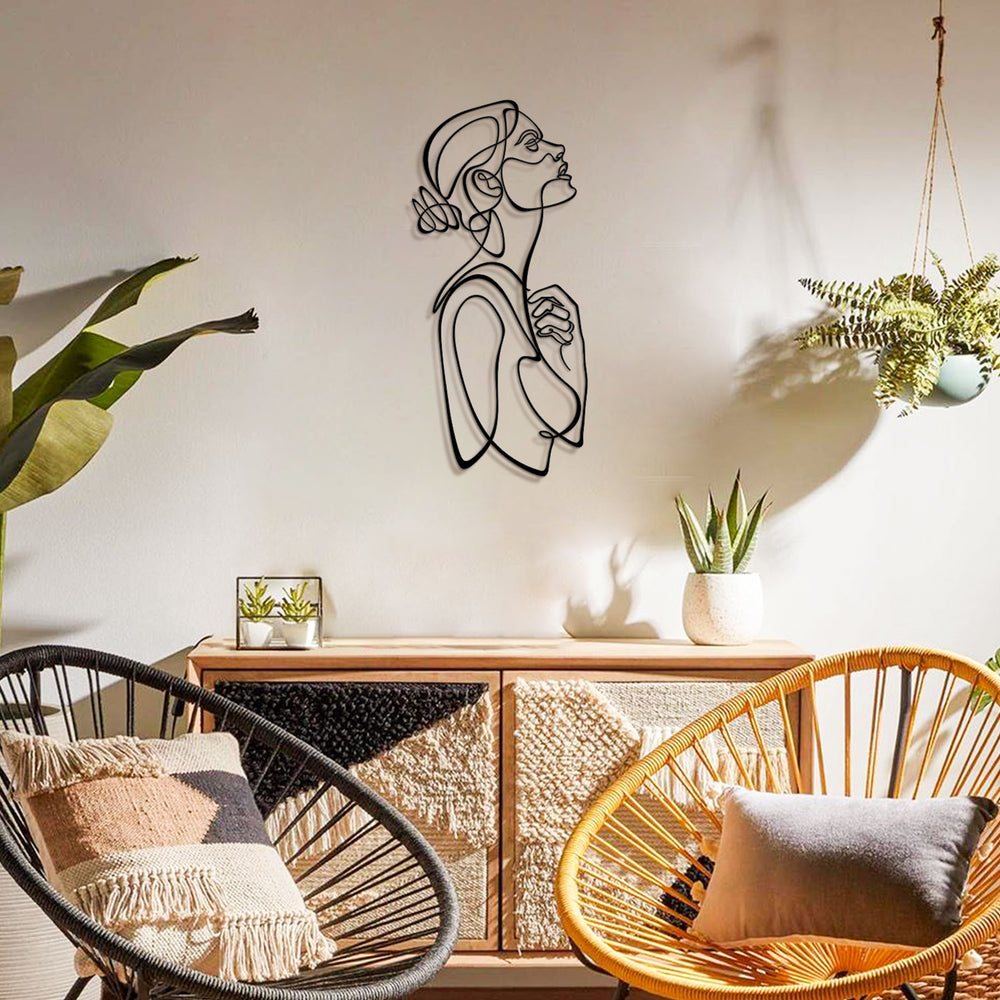 Kadın Silüeti Line Art Dekoratif Duvar Tablo Modelleri